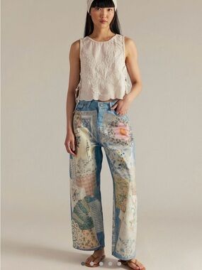 Free People We The Free Illusions Printed Relaxed Jeans
